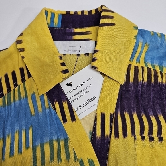 Thakoon Addition Ikat Print Gathered Waist Mini Shirt Dress 2 ASO June Ambrose - Picture 4 of 8